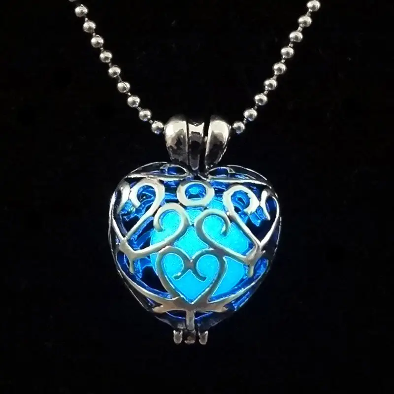

New 1Pc Circular Heart-shaped Key Pebble Shape Teardrop-shaped Lollow Luminous Glow In The Dark Jewelry Necklace