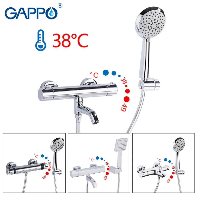 

GAPPO Sanitary Ware Suite thermostatic shower bath mixer faucet tapware water mixer wall mounted faucet waterfall shower head