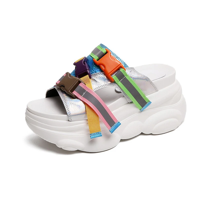 

Women's Platform Slippers 2019 Summer Fashion Buckle High Heels Female Slides Woman Chunky Slippers Shoes Women Summer Slipper