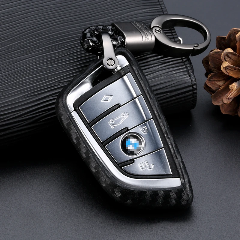 

Auto Key Shell Carbon Fiber Protection Covers Car-Styling Case For Bmw New X1 X5 X6 5 Series 2014 2016 Holder Accessories