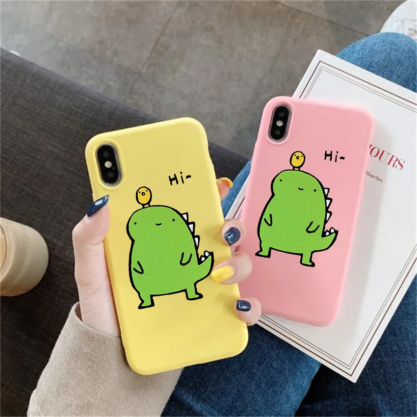 

Cute Cartoon Dinosaur Patterned for iphone X XS TPU Silicone Frosted Matte Soft Case Cover For iPhone 7 6 6S 7Plus 8 X XS Max