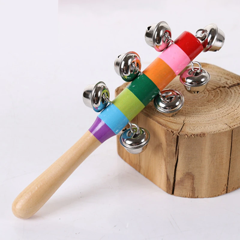 wooden rattle with bells