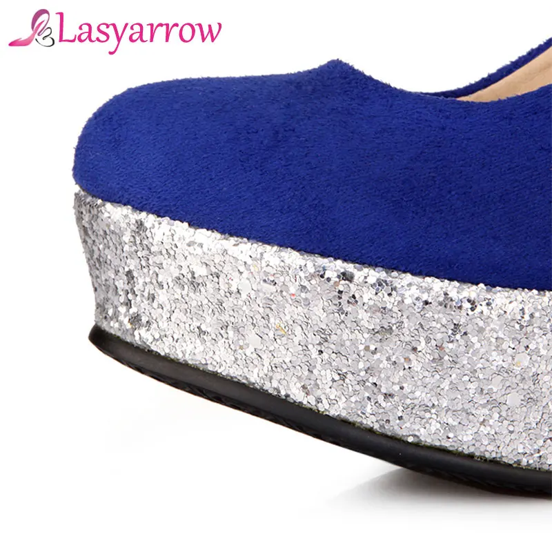 Lasyarrow Women's Shoes Thick High Heels Round Toe Shallow Platform Shoes Woman Concise Fashion Dress Party Pumps Shoes RM558