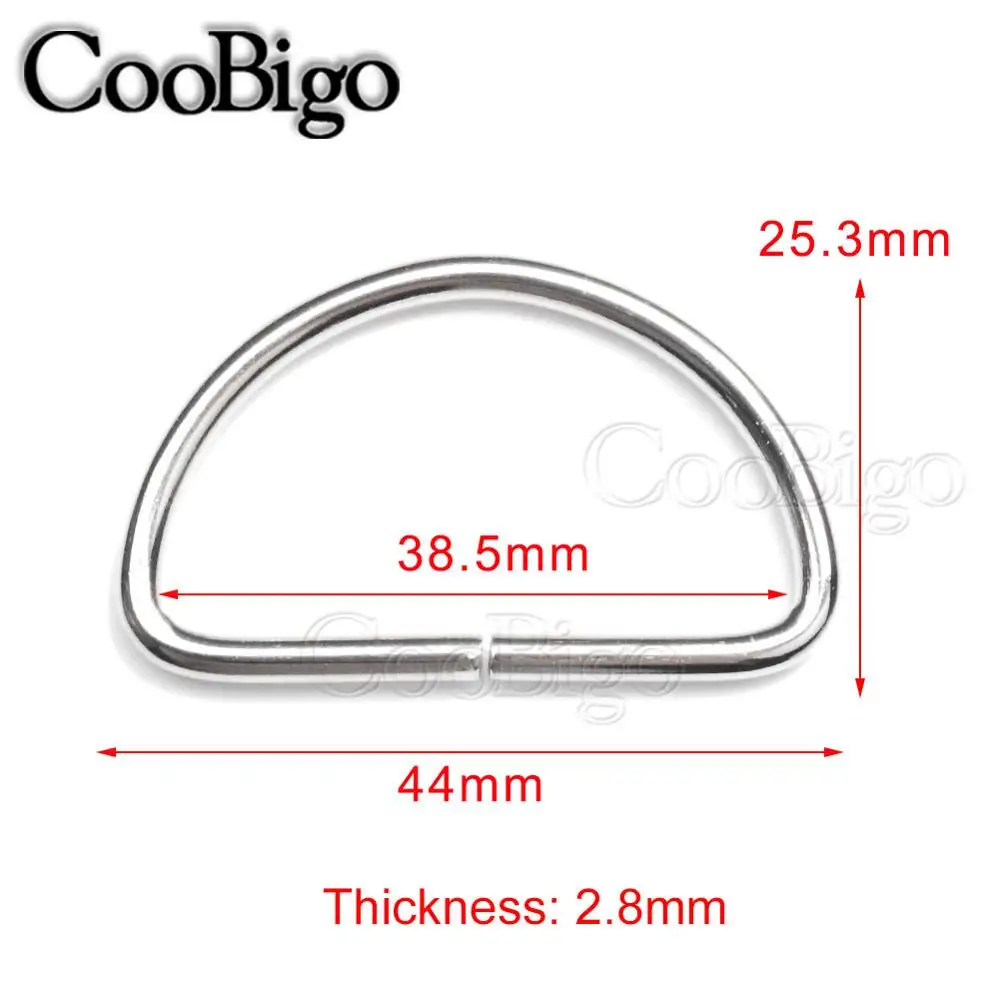 

10pcs Pack Metal Dee D Ring Buckle Webbing 1-1/2" (38mm) Pet Strap Backpack Bag Parts Leather Craft Sewing Accessories #FLQ015