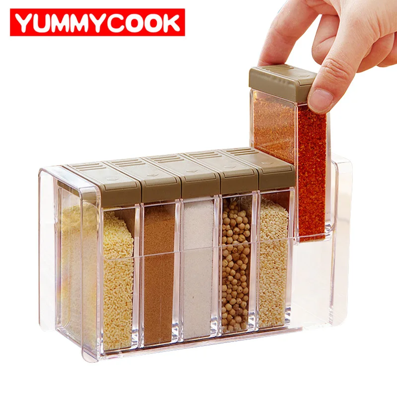 Günstige 6 teile satz Küche Pfefferstreuer Kraut Gewürz Werkzeuge Salz Zucker Würze Flasche Organizer Outdoor BBQ Küche Gadgets Zubehör