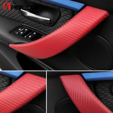 Zabezpieczenie z włókna węglowego klamka wewnętrzna klamka naklejka na pokrywę naklejki Car Styling dla BMW F30 F35 3 Series akcesoria