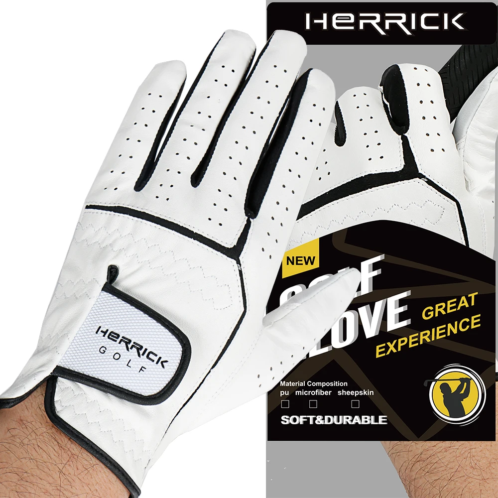 NEW Golf glove men Left hand genuine leather Non slip Sheepskin fabric glove free shippingin