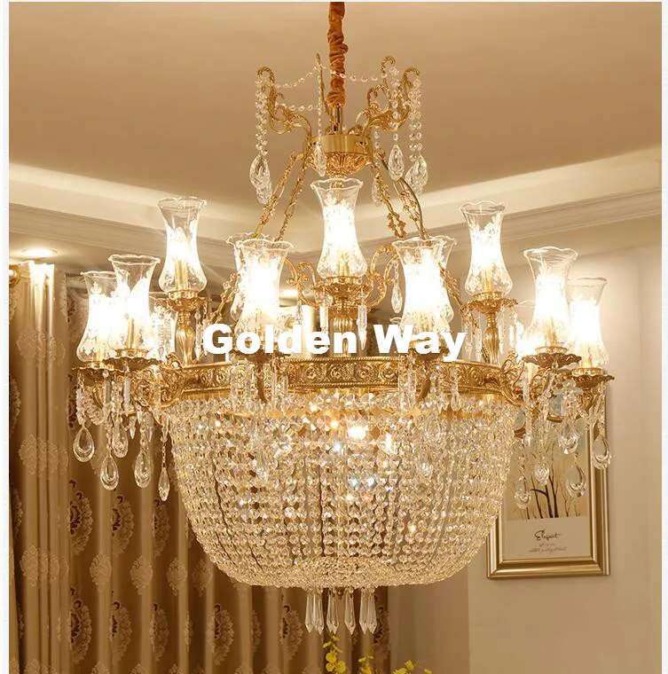 15L D110cm LED Brass Современные бронзовая люстра Бюстгальтеры для женщин d85cm 8l хрустальная люстра лампа Кристалл Блеск светильник вилла cristal Освещение - Цвет абажура: 15L D110cm LED Brass