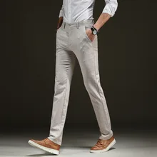 Новые летние Для мужчин белье Повседневное Slim Fit Брюки Мода платье в деловом стиле тонкие Повседневное брюки мужские