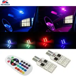 KEYECU Pack 2 T10 5050 12SMD RGB автомобиля светодиодный лампы атмосферу свет для авто боковые Габаритные индикатор Купол Чтение лицензия свет