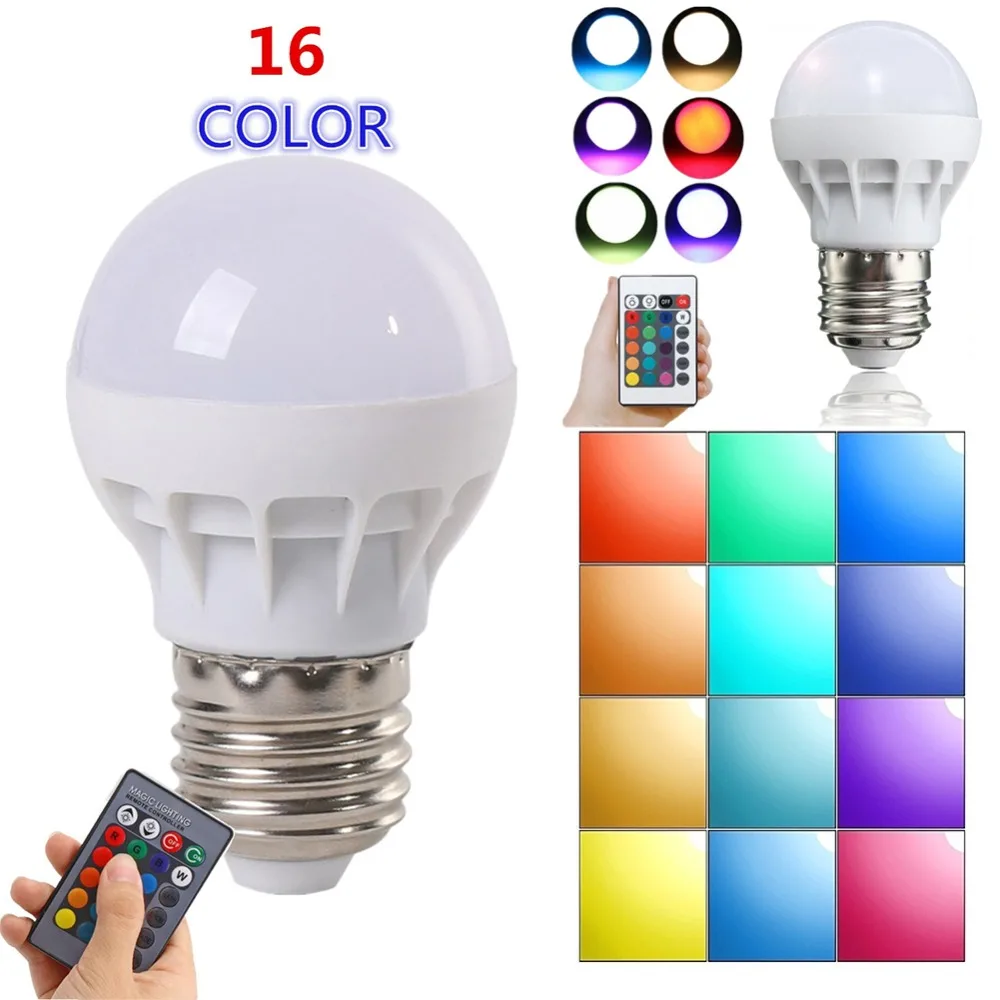 

3W E27 LED RGB LED Light Bulb with IR Remote Control Pop Lamp Color Changing AC 85-265V 16 colors changing LED Bulbs Tubes