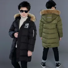 Г. Детские парки От 5 до 13 лет зимняя верхняя одежда для детей Повседневная теплая куртка с капюшоном для мальчиков, однотонные теплые пальто для мальчиков