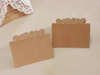 

Rustic Love Heart place card, kraft paperboard Laser cut wedding party table Seating Number place cards, 200PCS/lot