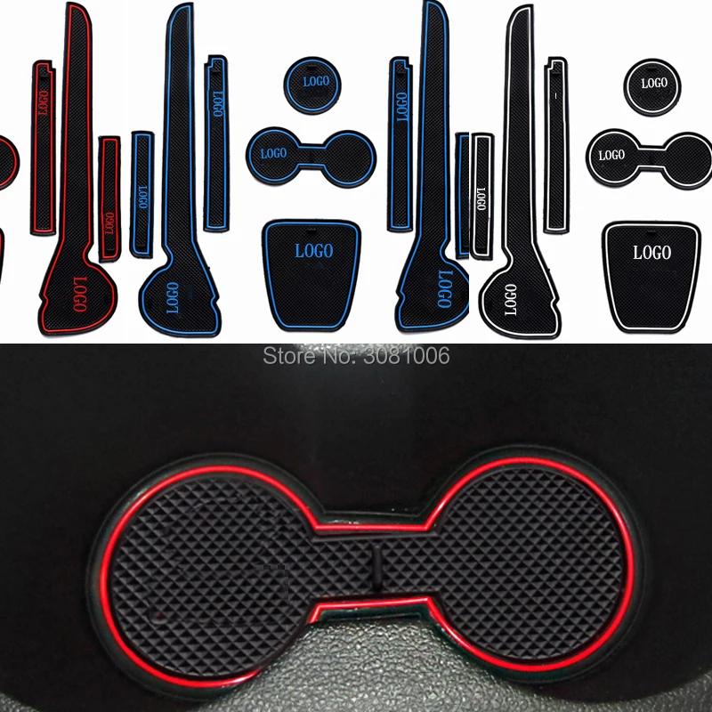 

9pcs Anti Non slip With Words In Car stickers Interior Door Cup Gate Slot Mat Pad Groove Mat For VW Volkswagen Polo Car-Styling
