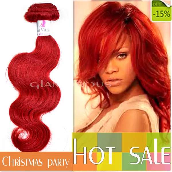 Permanent Bright Red Hair Dye Cheap Remy Human Hair Extension Red