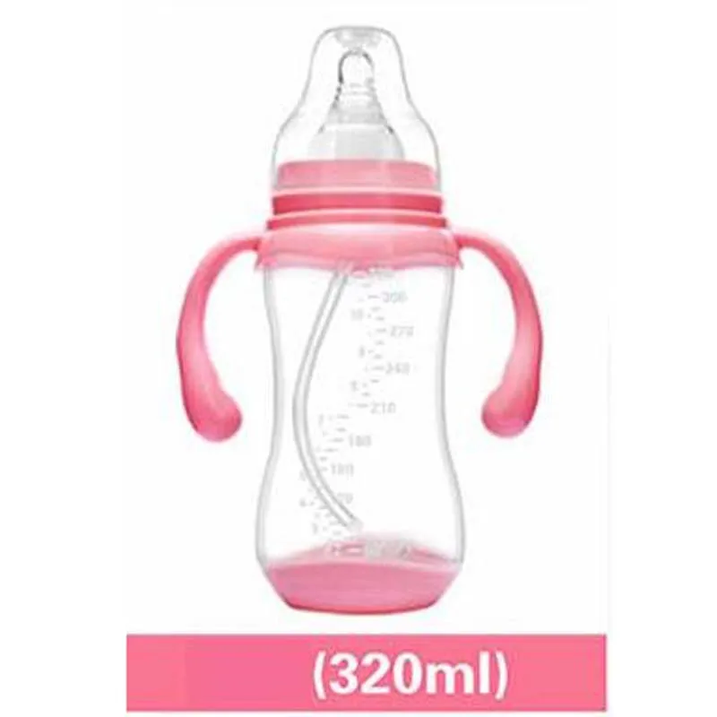 180/240/320 мл бутылочка для кормления младенцев бутылочка для молока кормление грудью бутылочка для кормления Детская кружка для воды Детские Силиконовые PP BPA бесплатно - Цвет: 320ML Pink