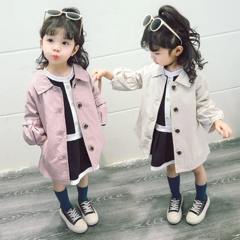 

Toddler Children Girls baby spring clothing fashion long windbreaker jacket outerwear for girl kids clothes school coats jackets