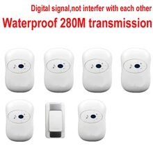 1 излучатель+ 6 приемники дверного звонка водонепроницаемый 280 м Рабочий беспроводной дверной звонок, дверной звонок, беспроводной, беспроводное кольцо, 36 мелодий дверной Звонок