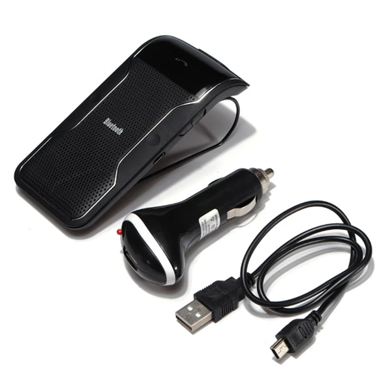 Беспроводной Bluetooth Handsfree автомобильный комплект спикерфон солнцезащитный козырек зажим расстояние 10 м для смартфонов iPhone с автомобильным зарядным устройством Hands Free - Название цвета: Black