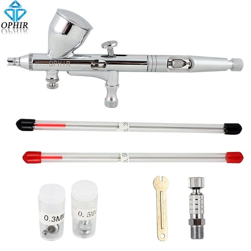 Аэрограф OPHIR Gravity Air Brush Gun набор из 3 насадок для двойного действия автоматический