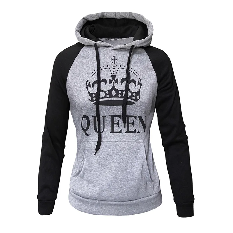 WBDDT Lover пары Король Королева передний карман толстовки хлопок пуловер для мужчин женщин толстовка верхняя одежда Прямая - Цвет: 4
