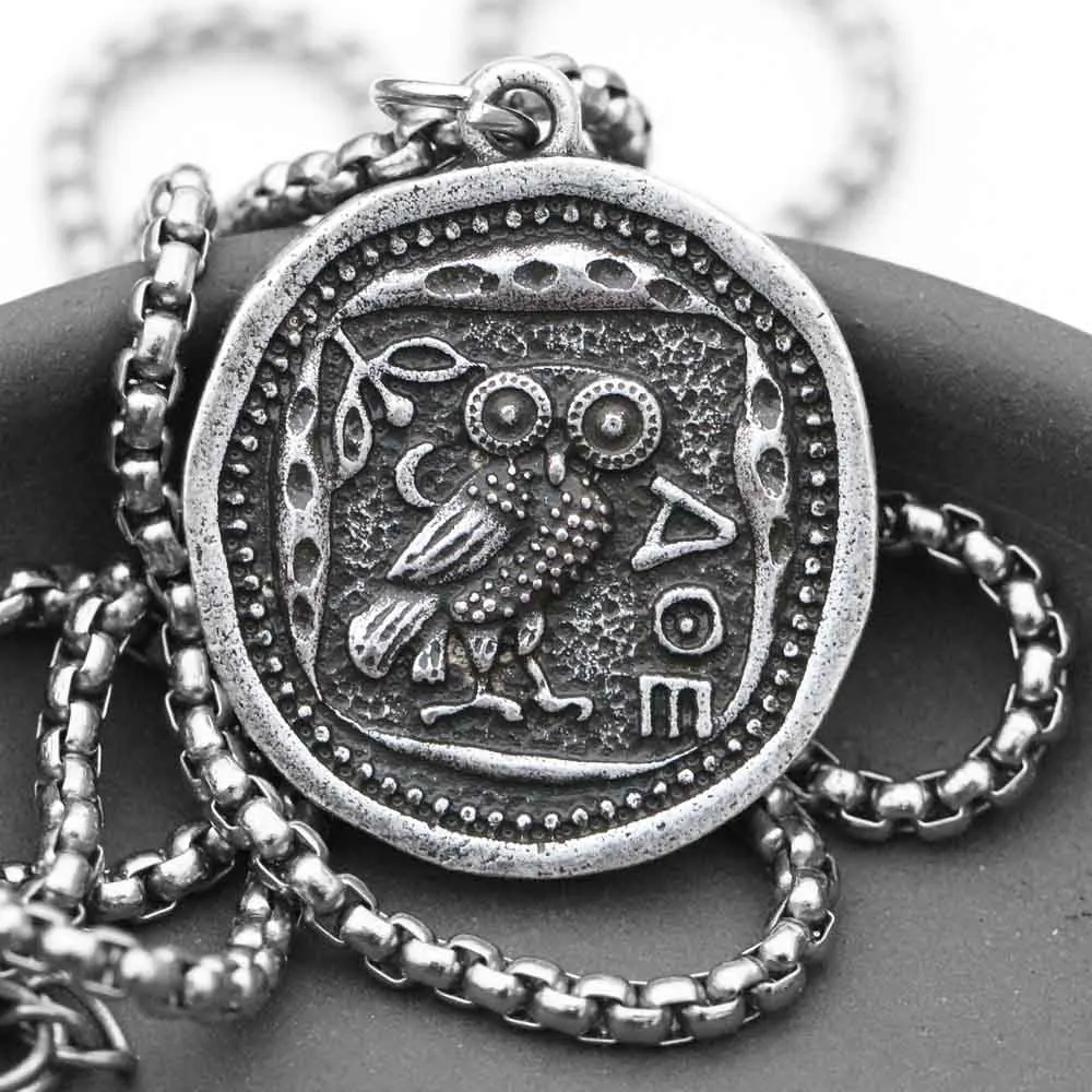 Винтажное ожерелье в виде совы, монета, мужская и женская греческая подвеска, ретро-украшения в римском стиле, дропшиппинг