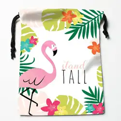 Высококачественная изготовленная на заказ сумка для хранения с завязкой в виде фламинго Подарочная атласная сумка 27x35 см компрессионные