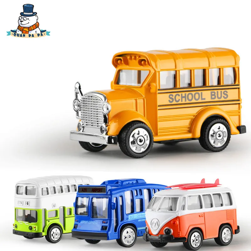 Quanpapa 1 36 Metal Pull Back Car Model Volkswagen Bus Double Quanpapa 1 36 Metal Pull Back Car Model Volkswagen Bus Double Decker School Toys For Children High Quality Gift