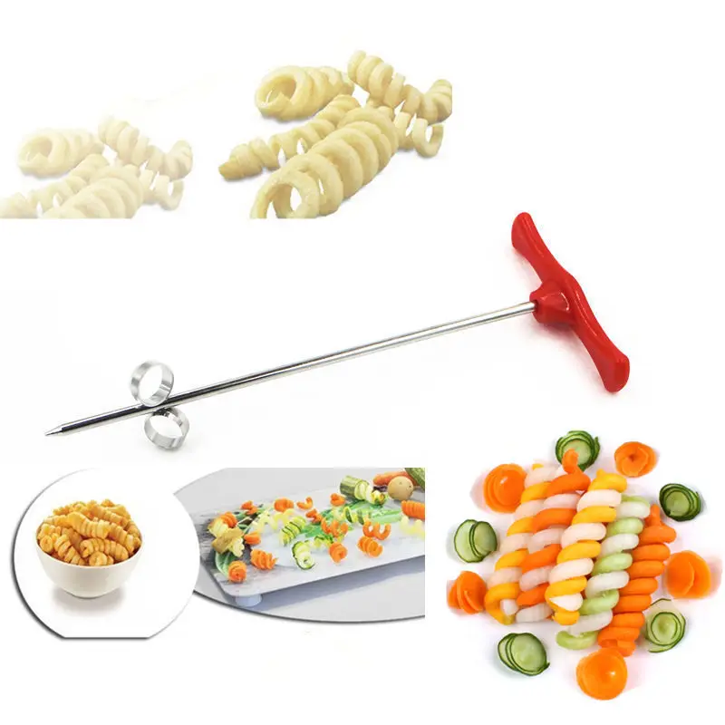 

Kitchen Vegetable Spiral Slicer Carrot Spiral Knife Potato Cutting Slicer Stainless Steel Plastic Rotating Machine Manual Cutter