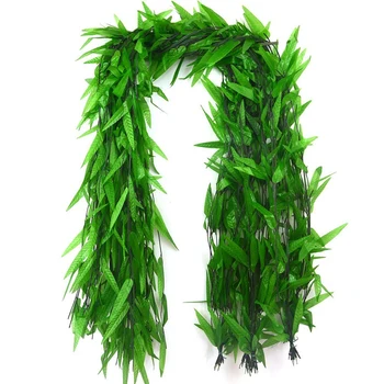 

50 Strands Artificial Vine Fake Leaves Silk Willow Rattan Wicker Twig For Jungle Party Supplies