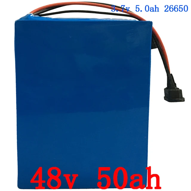 Cheap Big Capacity 2400W PVC cased Electric bike Lithium battery 48V 50Ah with 3.7V 5.0Ah 26650 cell 50A BMS + Charger FREE SHIPPING