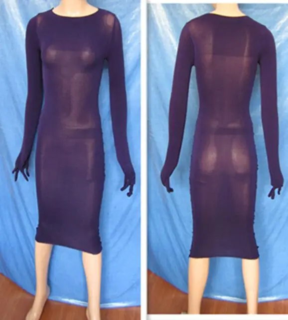 

Novelty Sexy Women's Clothes Lady 200D soft high elastic velvet long sleeve with gloves one-piece dress Ms sexy Body stockings