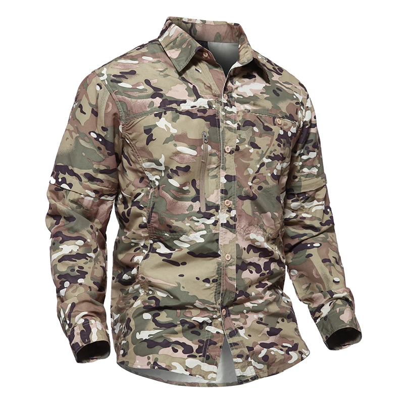 Для мужчин городской рубашка в стиле милитари Повседневное флуоресцентная футболка быстросохнущая съемный Спорт на открытом воздухе тактический в стиле армии США съемки Рабочая одежда - Цвет: CP