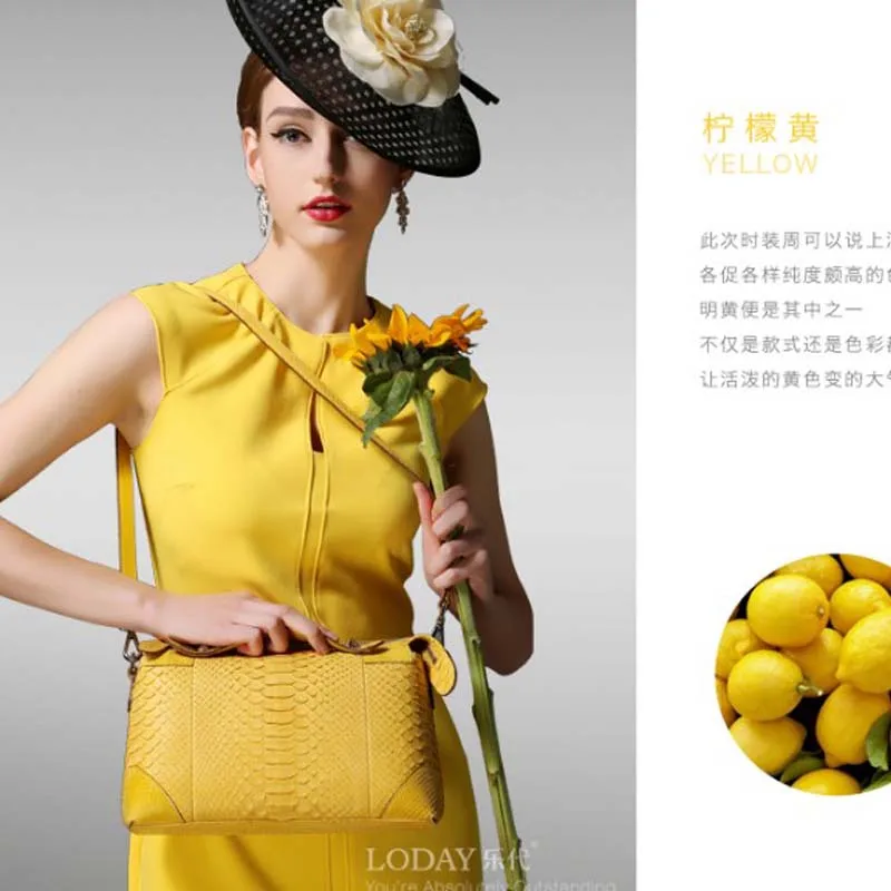 

ledai Leather bag women 2019 new fashion Korean version with python skin fashion handbag women atmosphere bag