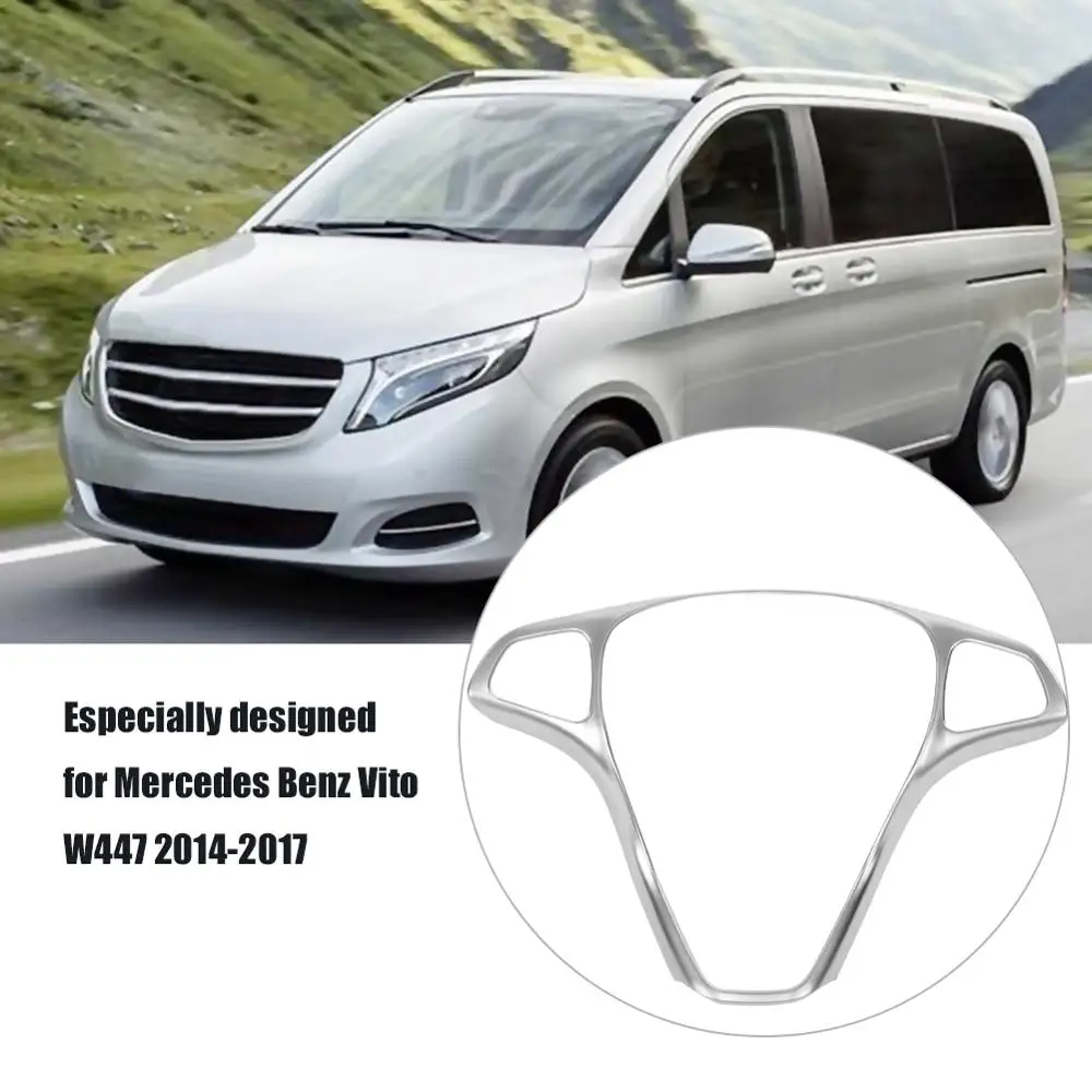 

Car Steering Wheel Button Frame Trim Cover for Mercedes Benz Vito W447 2014 2015 2016 2017 Silver Chrome Car-styling