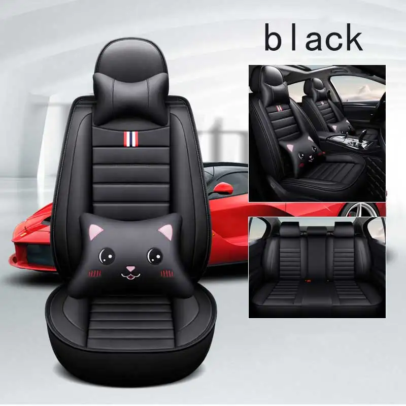 black Кожаные Автомобильные Защитные чехлы для сидений, автомобильные чехлы для сидений, чехлы для сидений citroen chevy elysee c3 c4 picasso pallas c4l c5 ds5 xsara кактус ds4 - Название цвета: black