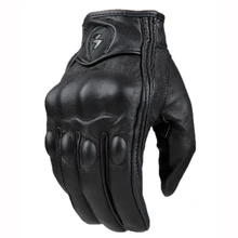 Top guantes mode-handschuh echt leder vollfinger schwarz moto männer motorradhandschuhe schutz gears motocross handschuh