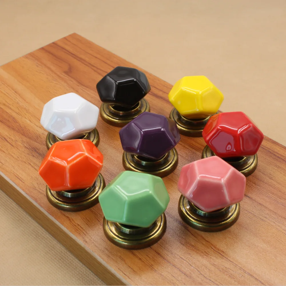 30Pcs Ceramic China Alloy Cupboard Door Pull Handle Knobs Kids