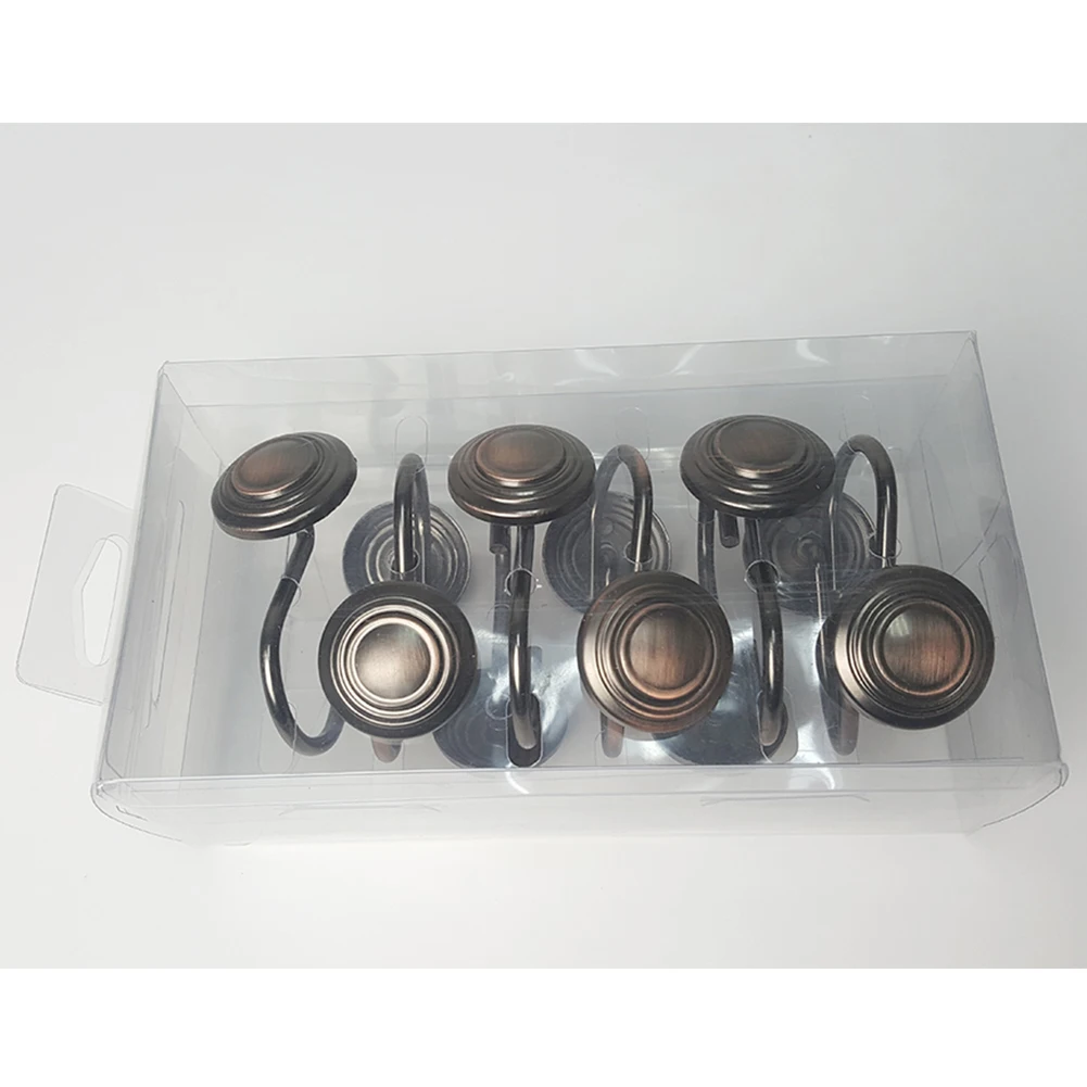 

12 PCs Shower Curtain DIY Accessories Bathroom Hooks Durable Dressing Room Rods Zinc Alloy Tools Hanging Home Rings Easy Glide