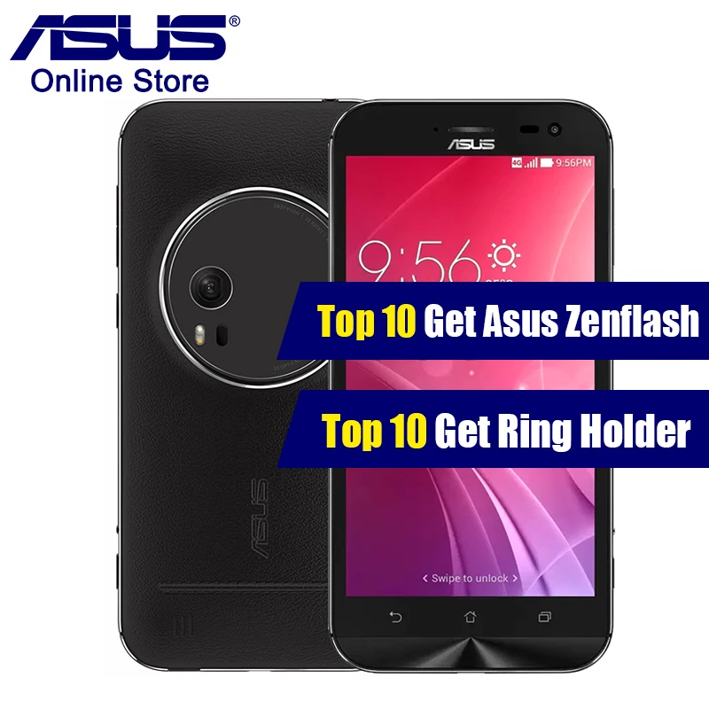 ASUS Zenfone Zoom ZX551ML Leather Cover Smart Cellphone 4GB 128GB 5.5 Inch Intel Atom Z3590 2.5GHz NFC Quad Core 13.0MP Camera | Мобильные