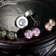 UZone CZ камень серьги гвоздики нержавеющая сталь известный бренд сменные серьги для женщин свадебный подарок
