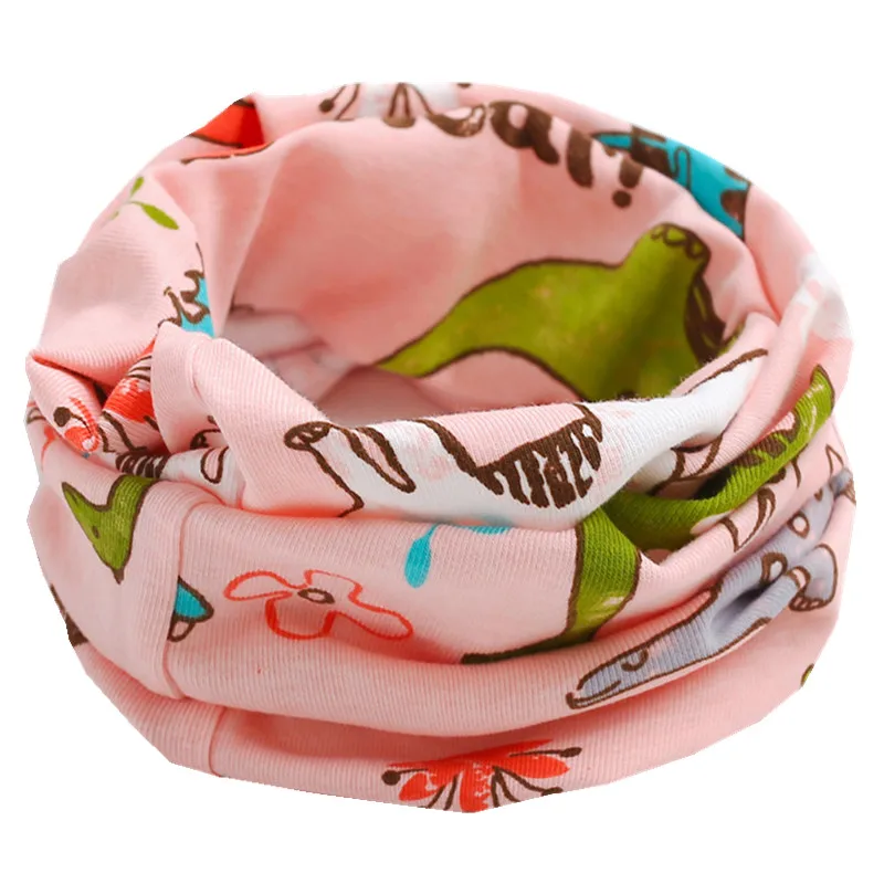 Осенне-зимний шарф для мальчиков, Детский круглый кольцевой ошейник, шарф для девочек, зимние детские шарфы, волшебный шейный платок для детей, Bufandas - Цвет: pink dinasour