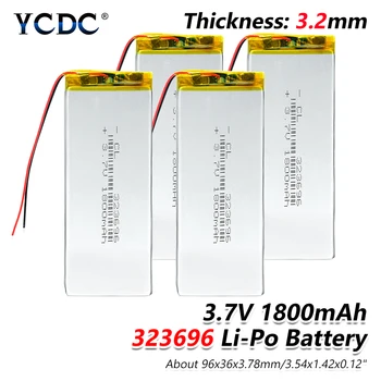 

1/2/4 New 323696 3.7V 1800mAh Rechargeable Li-Po Battery 96x36x3.2mm MP4 GPS E-book Tablet Digital Camera Battery Replacement