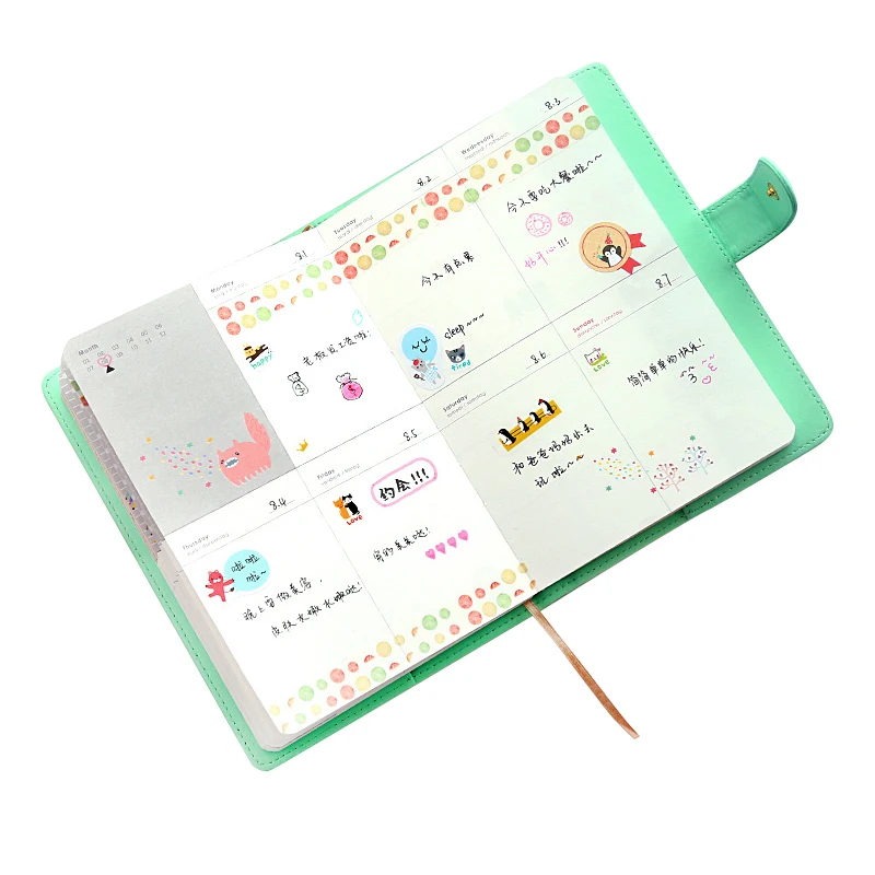 

Cute PU Leather Floral Flower Schedule Book Diary Weekly Planner Notebook School Office Supplies Kawaii Stationery