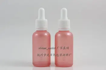 

30ml pink Glass Essential Oil Bottle With (white burglarproof ring+white rubber) dropper cap. Essential Oil Container