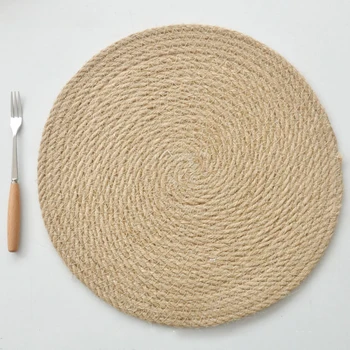 

Cotton Linen Braided Heat Insulation Bowl Plate Cup Mat Pad Table Placemat Round