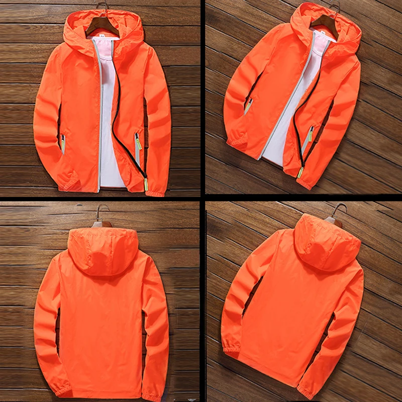 Oversize Men Windproof Cycling Jackets Male Male's Zip Thin Coat 2018 Autumn Sport Outdoor Hooded Waterproof Jackets Sportwear