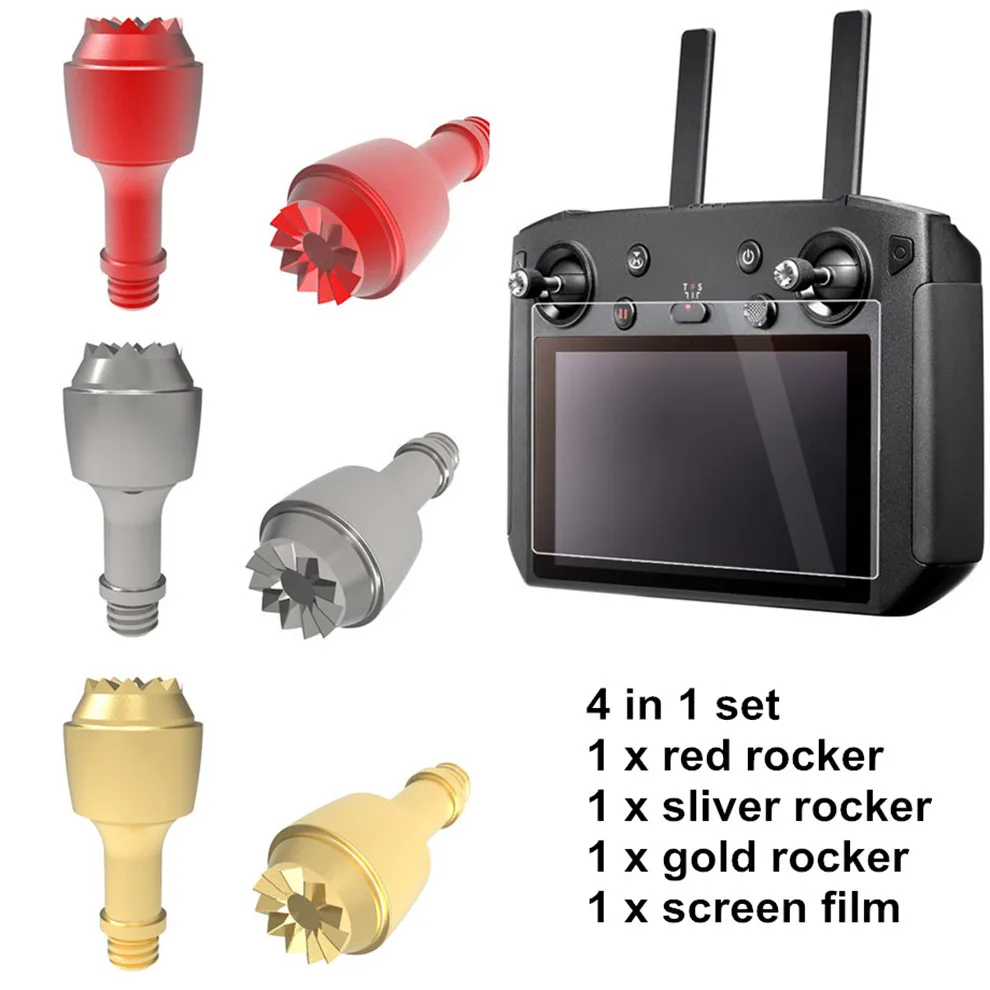 4-в-1 комплект для смарт-Управление; металлический джойстики защитный Экран пленка для ручка переключателя под большой палец для DJI Mavic Pro/Air 2/Pro& Zoom Управление - Цвет: 4 in 1