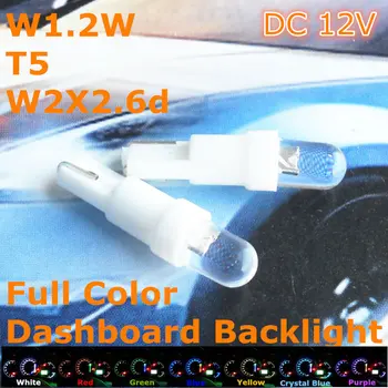 

12V LED Car Bulb Lamp 10pcs T5(5mm Spot Lamp)For W1.2W W2.3W W2X2.6d Dashboard Signal Ashtray Light