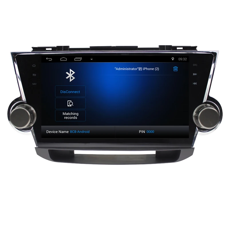 Top 10.2" Quad Core Android 6.0 1G RAM Car Radio for Toyota Highlander Kluger 2008-2012 with GPS Navigation steering wheel Free map 4